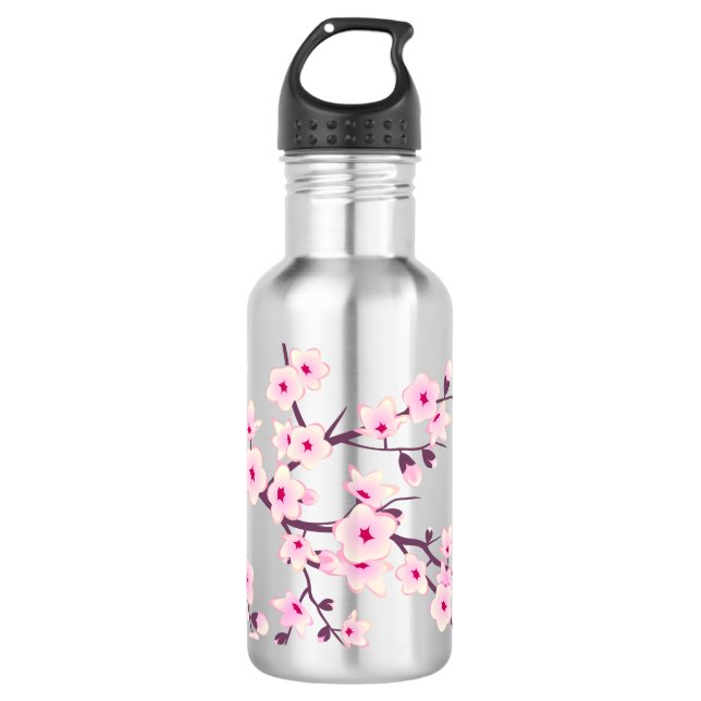 Blumenrosa Kirschblüten Trinkflasche (Vorderseite)