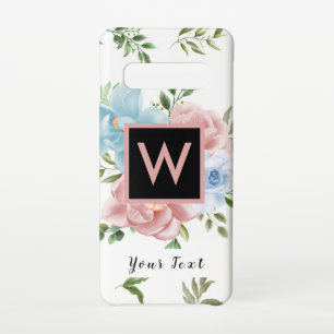 Blumenrosa Monogramm und Name der modernen Rose Samsung Galaxy S10 Hülle