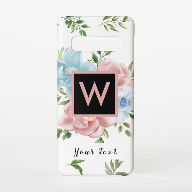 Blumenrosa Monogramm und Name der modernen Rose Samsung Galaxy Hülle (Rückseite)