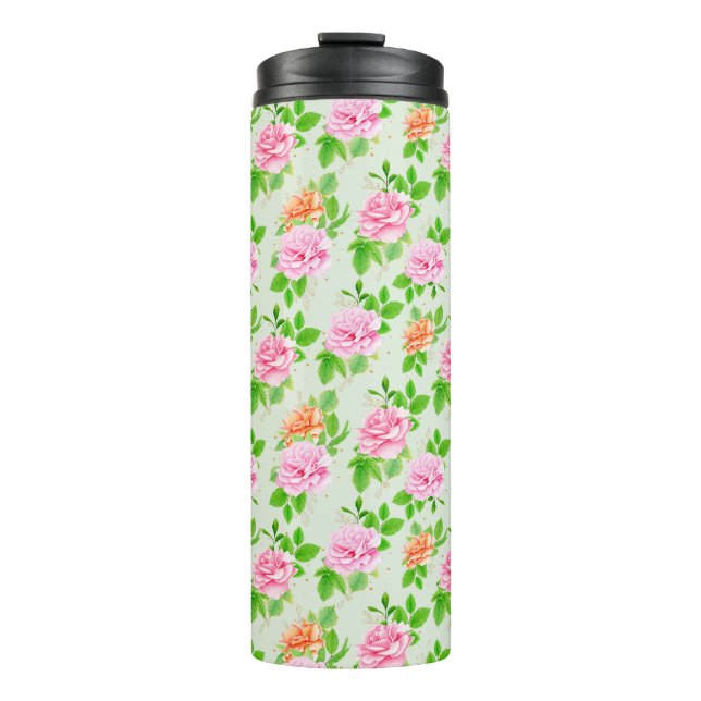 Blumenrosa-Muster-2367 Thermosbecher (Vorderseite)