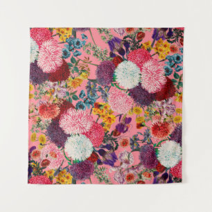 Blumenrosa Muster Wandteppich