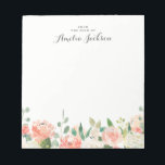 Blumenrosa Pfirsichfarben Personalisiertes Geschir Notizblock<br><div class="desc">Hübschere Notepads im Kleinen Bayleigh Store!</div>
