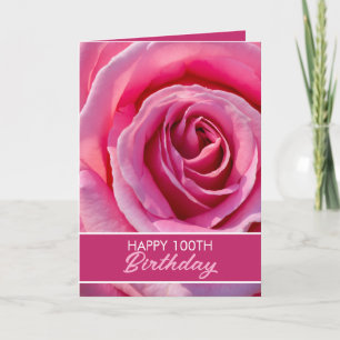 Blumenrosa Rose 100. Geburtstag Karte