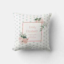 Blumenrosa Sage Green Watercolor Floral Baby Girl Kissen