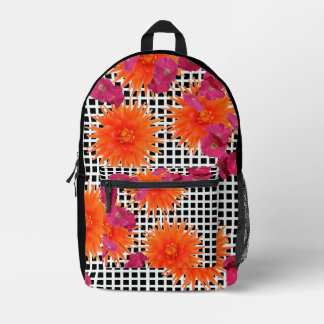 Blumenrosa Schwarz-weißer Karo Rucksack