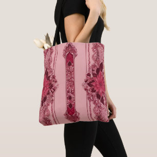 Blumenrosa Streifen Kunst Tasche