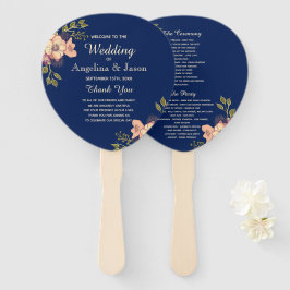 Blumenrosa und Blauer Hochzeitsprogramm Fächer