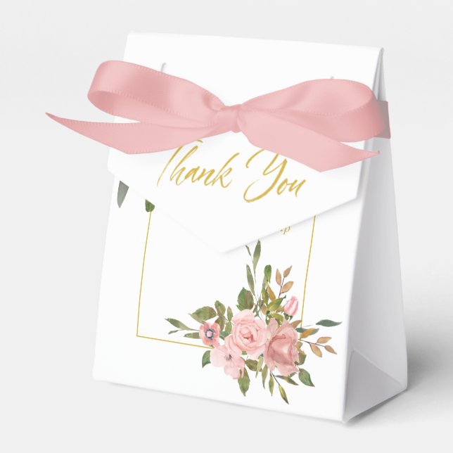 Blumenrosa und Gold Hochzeit danke Geschenkschachtel (Vorderseite)