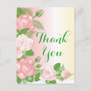 Blumenrosa und Grün bedanken sich für Ihre Rose Bl Postkarte