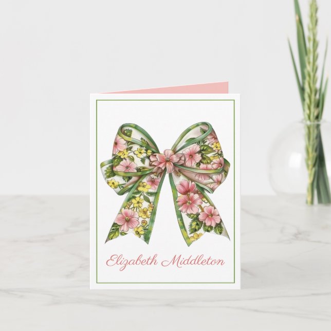 Blumenrosa und grüner Wasserfarben Personalisiert (Vorderseite)