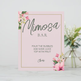 Blumenrosa und grünes Mimosa-Bar-Zeichen