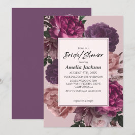 Blumenrosa und lila Brautparty Einladung