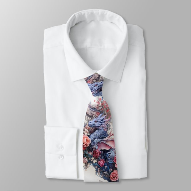 Blumenrosa und Lila Drachenhochzeit Krawatte (Gebunden)