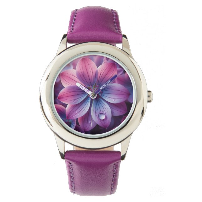 Blumenrosa und Lila Lilac Armbanduhr (Vorderseite)