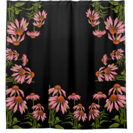 Blumenrosa und schwarz duschvorhang