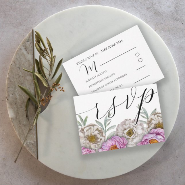 Blumenrosa und Weißfarben-Hochzeit RSVP (Von Creator hochgeladen)