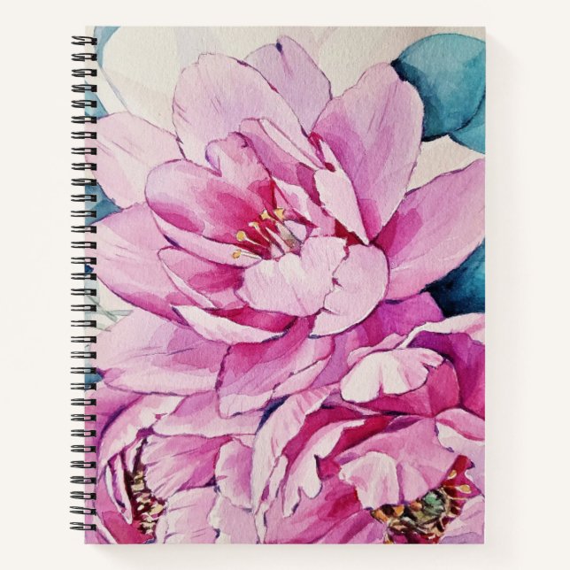 Blumenrosa Watercolor SpiralNotebook Notizbuch (Vorderseite)