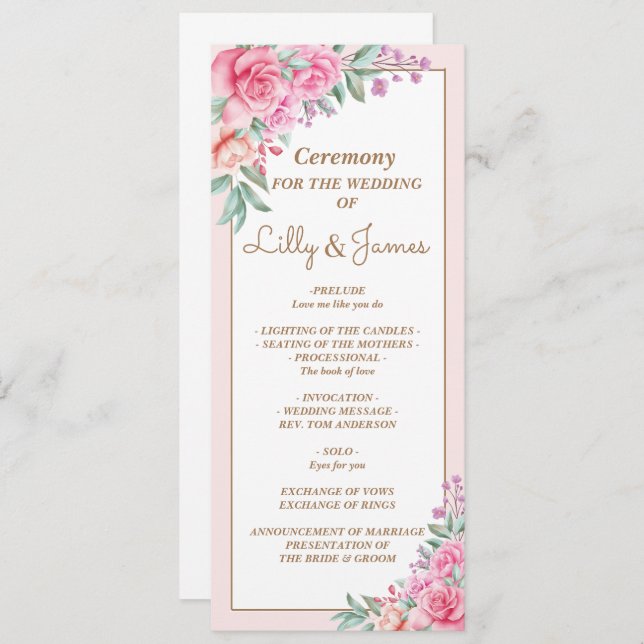 Blumenrosa Wedding Geometric Programm (Vorne/Hinten)