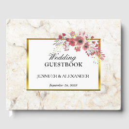 Blumenrosa, weißer Marmor Hochzeit Gästebuch