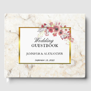 Blumenrosa, weißer Marmor Hochzeit Gästebuch