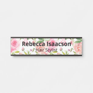 Blumenrosen-Aquarell-Türschild Namensschild