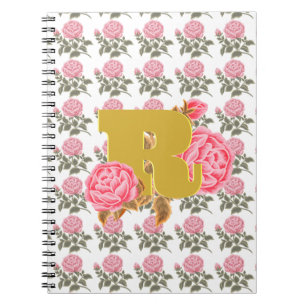 Blumenrosen-Initial-Buchstabe-Monogramm-Name Paar Notizblock