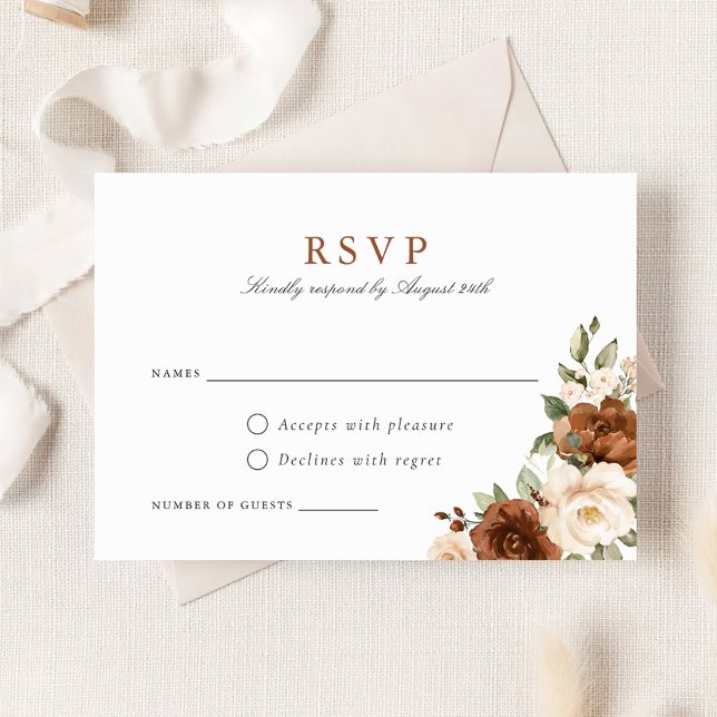 Blumenrost Peach Greenerity Wedding RSVP Card Einladung (Von Creator hochgeladen)