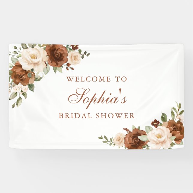 Blumenrost Peach Greenery Orange Brautparty Banner (Horizontal)