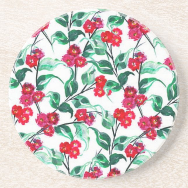 Blumenrot-Blume Muster-56698 Getränkeuntersetzer (Vorne)