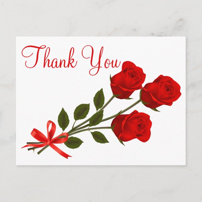 Blumenrot Danke Rose Blume - Hochzeit Liebe Postkarte (Vorderseite)