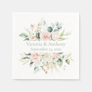 Blumenrot Eleganter Name Hochzeit Napkins Serviette