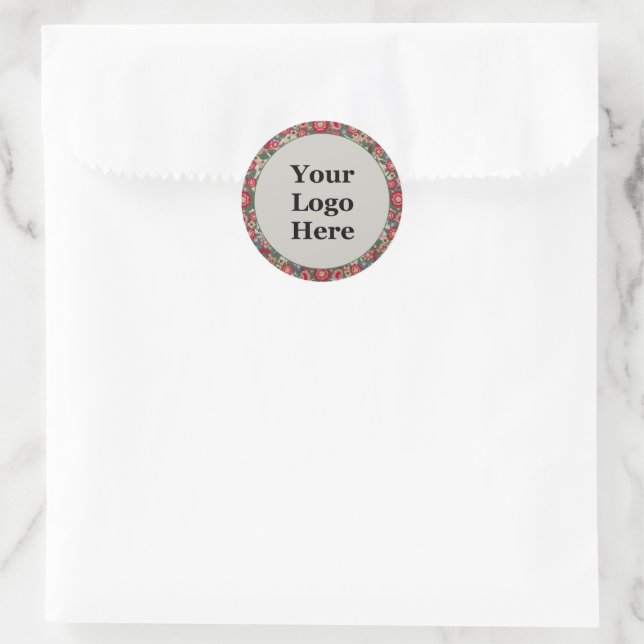 Blumenrot-gelb-grünes Unternehmen Ihr Logo hier Runder Aufkleber (Tasche)
