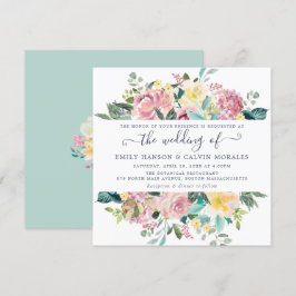 Blumenrot Gelbe Wasserfarbe Hochzeitsfeier Einladung