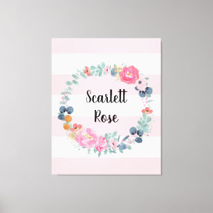 Blumenrot Pink Baby Girl Personalisiertes Kinderzi Leinwanddruck