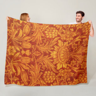 Blumenrot und Goldgelb Wm Morris Fleecedecke