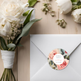 Blumenrot und rosa Blume Klassische Hochzeit Runder Aufkleber