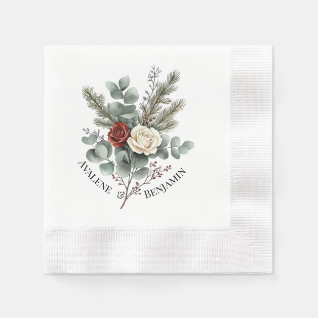Blumenrot Weihnachtsfeierlichkeiten Weihnachten Ro Serviette (Vorderseite)