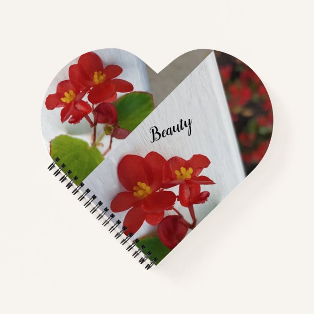 Blumenrot + Weißes Notebook Notizbuch (Vorderseite)