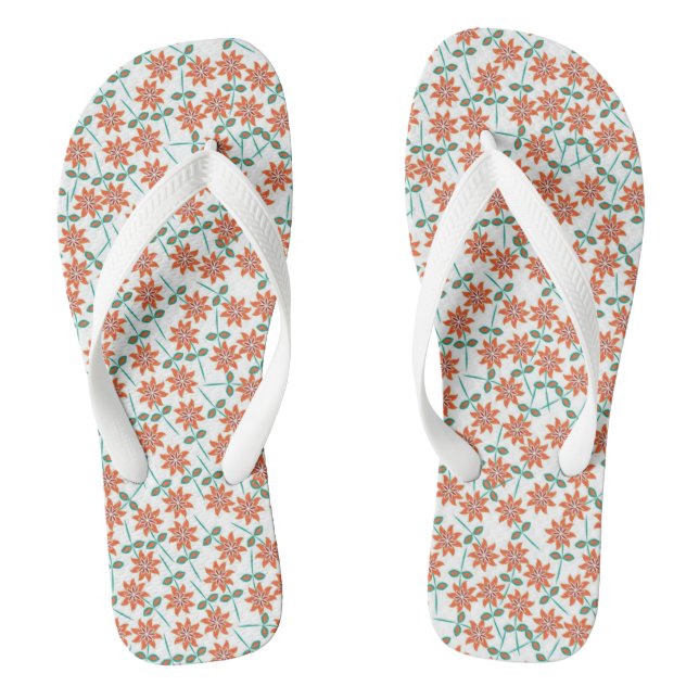 Blumenrote Blume Muster-142 Flip Flops (Fußbett)