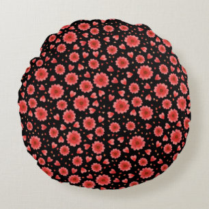 Blumenrote Blume Muster-23321 Rundes Kissen