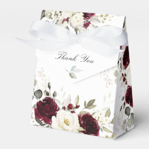 Blumenrote Burgunder-Grün-Gold-Hochzeit Geschenkschachtel