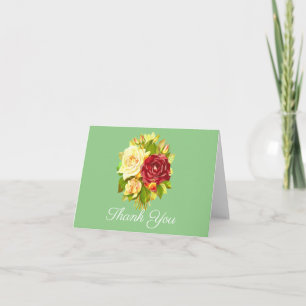 Blumenrote und gelbe Rosen-Dankeskarten Dankeskarte