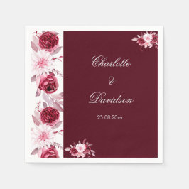 Blumenroter Burgunder Blush Pink Wasserfarbenhochz Serviette
