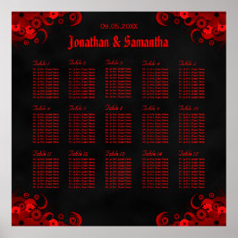 Blumenroter Goth 15 Hochzeitstabellen Sitzplan Poster