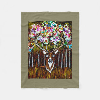 Blumenrotwild-Geweih-Kunst auf Fleece-Decke 30x40 Fleecedecke