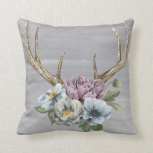 Blumenrotwild-Geweihe Kissen