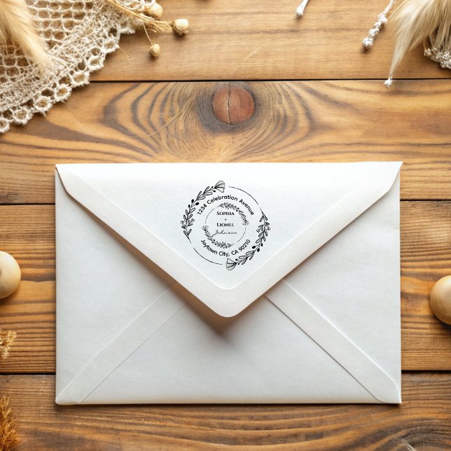 Blumenrundkranz-Hochzeitsfeier Rücksendeadresse Gummistempel (Von Creator hochgeladen)