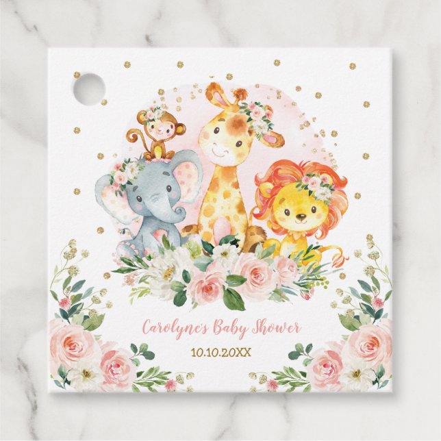 Blumensafari Wildtiere Geschenkanhänger (Vorderseite)