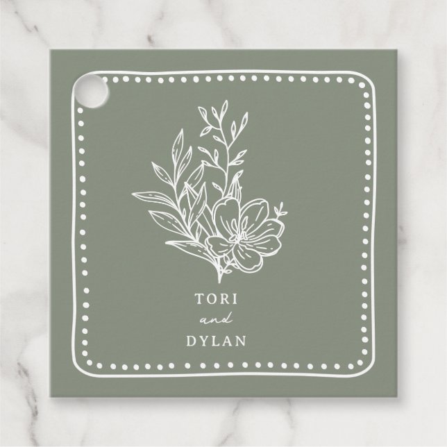 Blumensage Green Bouquet Wedding Geschenkanhänger (Vorderseite)