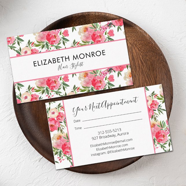 Blumensalon Wasserfarbe Friseur Stylist Visitenkarte (Von Creator hochgeladen)